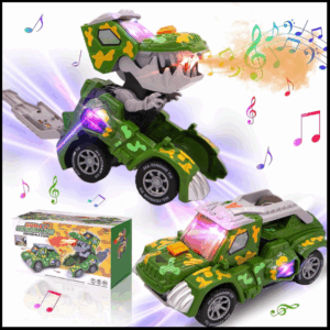 Coche transformable de dinosaurio con función de vapor